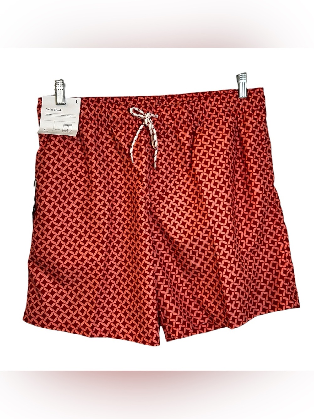 Goodfellow & Co Coral Pink Geometric Swim Trunks L Brand New- UPF 50+